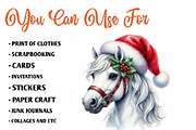 Watercolor Christmas Horse Clipart, a Seasonal Illustration by CreationArt (Thumbnail 5 of 7)
