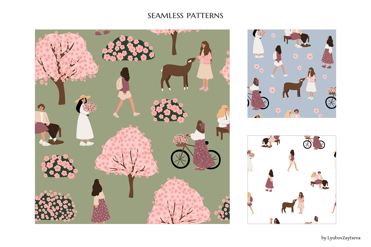 Blossom | Women in nature scenes, a Seasonal Illustration by LyubovZaytseva (Photo 10 of 19)