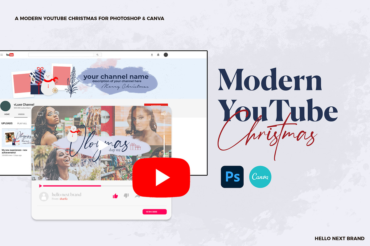 A Modern YouTube Christmas, a Social Media Template by hello next brand (Photo 1 of 8)