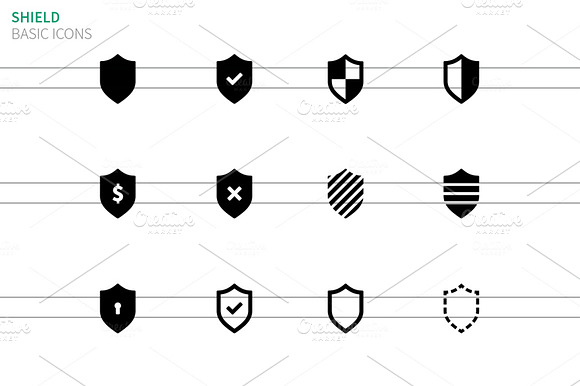 Shield Icons On White
