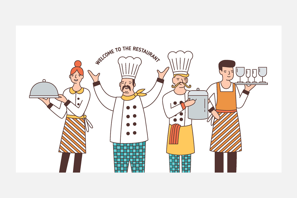 Restaurant team banner, set, pattern, a Decorative Illustration by Good Studio (Photo 5 of 11)