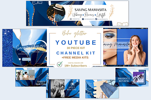 Boho glitter youtube branding, a Social Media Template by Millennials Marketing