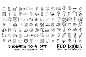 611 Doodle Line Icons Set