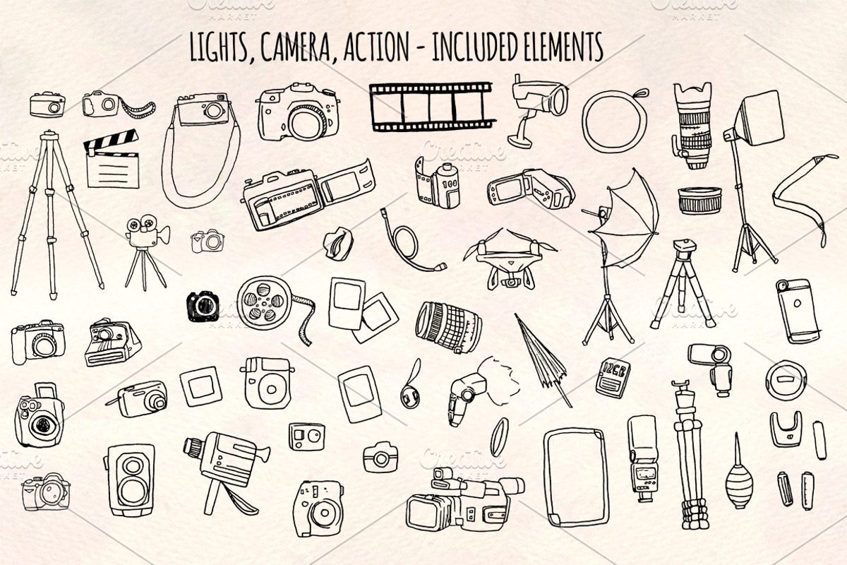 50+ Camera and Film Vector Bundle, an Object Illustration by Violet LeBeaux (Photo 1 of 3)