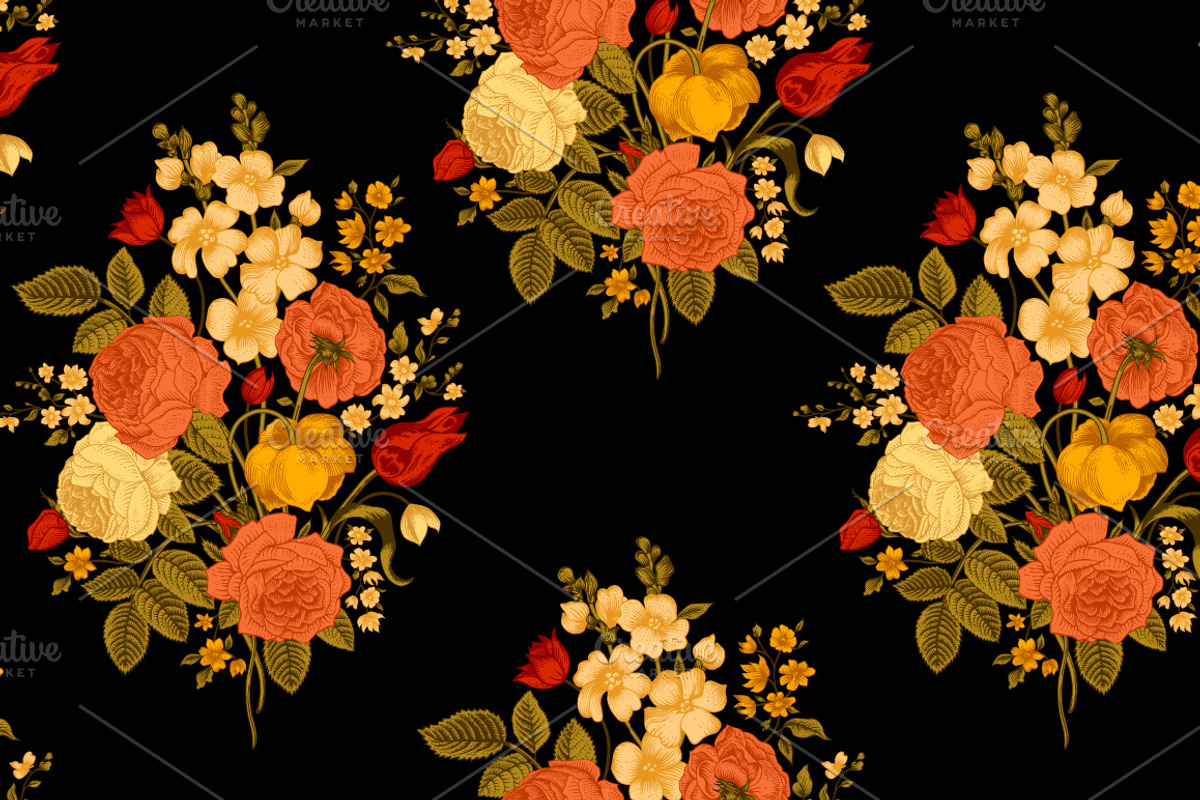Vector floral pattern. Vivid color preview 3