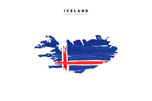 Iceland Map With Flag Of Country