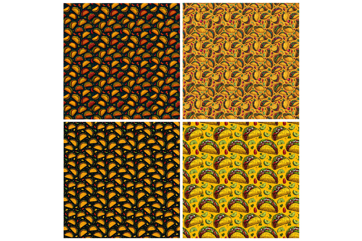Taco Seamless Patterns, a Texture Illustration by DreamPrint404