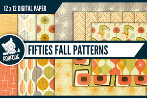 1950s Fall Digital Papermid-century