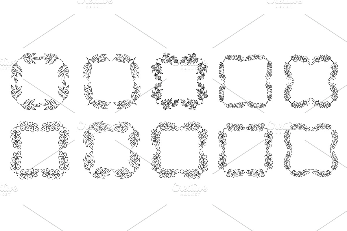 Set of leaf border frames for design, an Object Illustration by Woters little shop