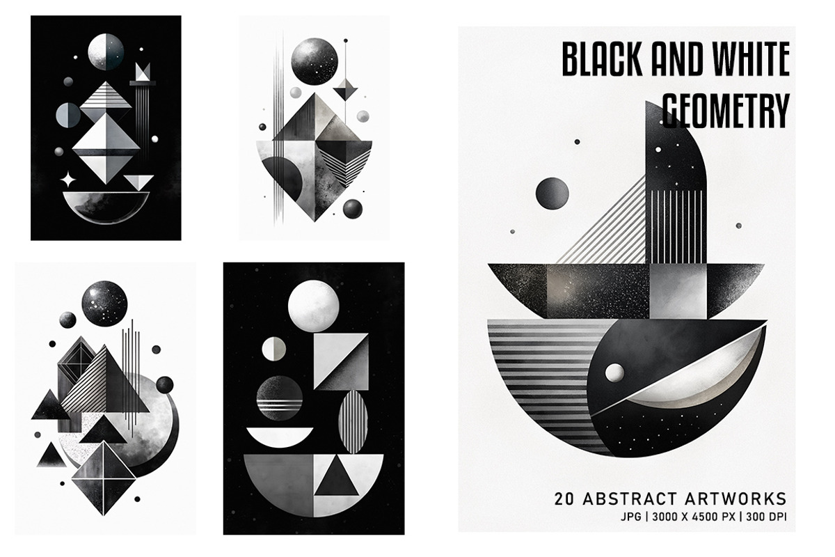 Black and White Geometry, a Decorative Illustration by Digital Art Creations (Photo 2 of 7)