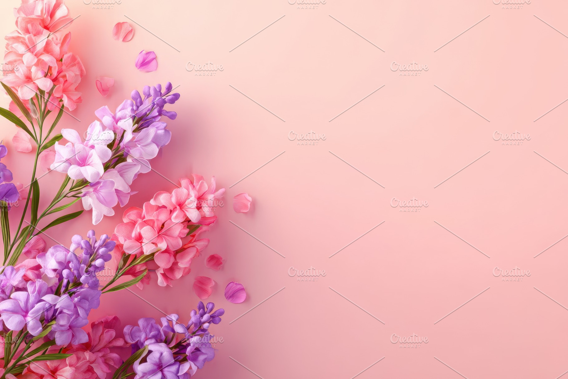 Pink and purple hyacinth flowers on pastel background, a Nature Photo by AlyaAnd
