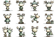 Whimsical Christmas Reindeer Clipart, an Illustration by CraftArtStudio (Thumbnail 2 of 6)