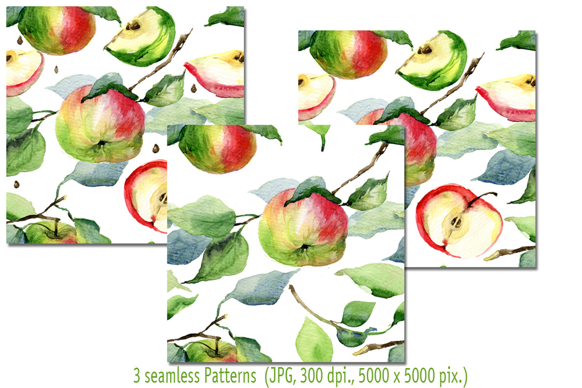 Watercolor illustrations of apples, a Decorative Illustration by WatercolorArt (Photo 3 of 4)