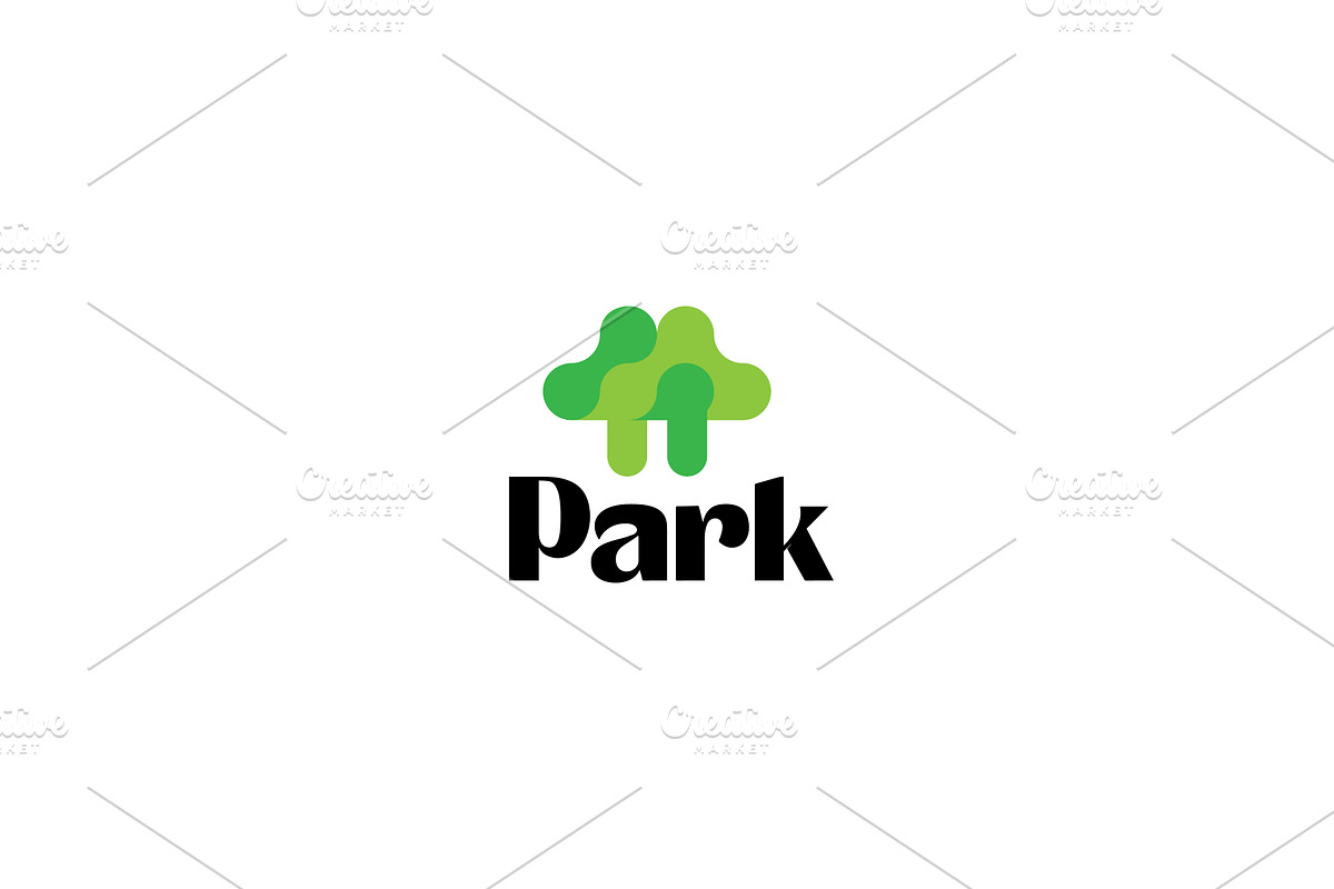 A tree logo from colorful shapes