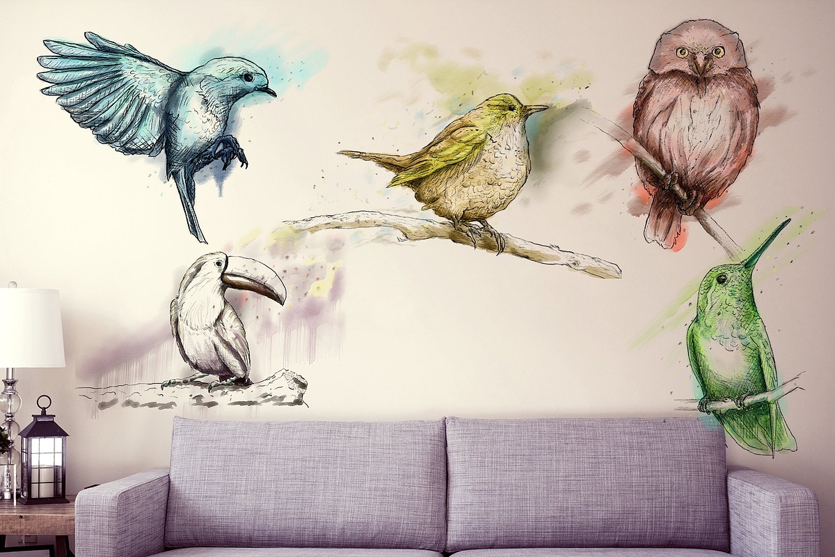 5 Ink Watercolor Birds, an Animal Illustration by Natsuhisui (Photo 3 of 8)