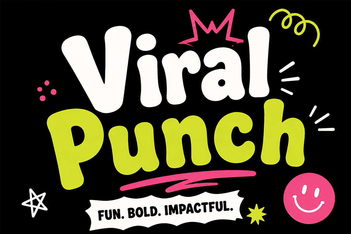 Viral Punch - Modern Display Font, a Sans Serif Font by overlaytemplates (Photo 1 of 5)