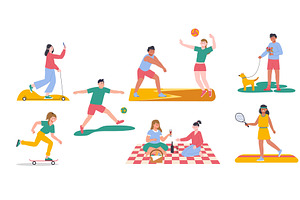 Beach and park activities. People, a Sport Illustration by LadadikArt