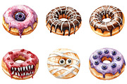 Donut Clipart, Halloween Donut Clipa, an Illustration by DreamArtGraphic (Thumbnail 2 of 5)