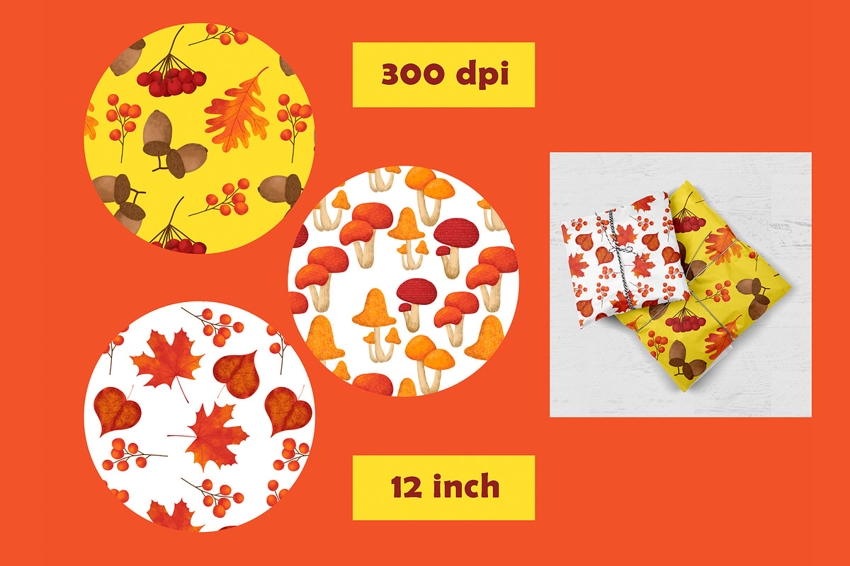 Fall Mushrooms Clipart and Patterns, a Pattern Graphic by Lagmar Design (Photo 4 of 14)