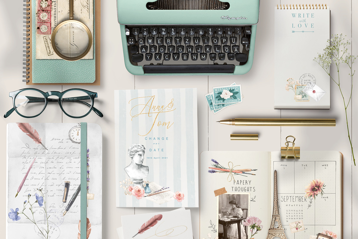 Watercolor Writing elements & more, a Work Illustration by beehouse studio (Photo 8 of 8)