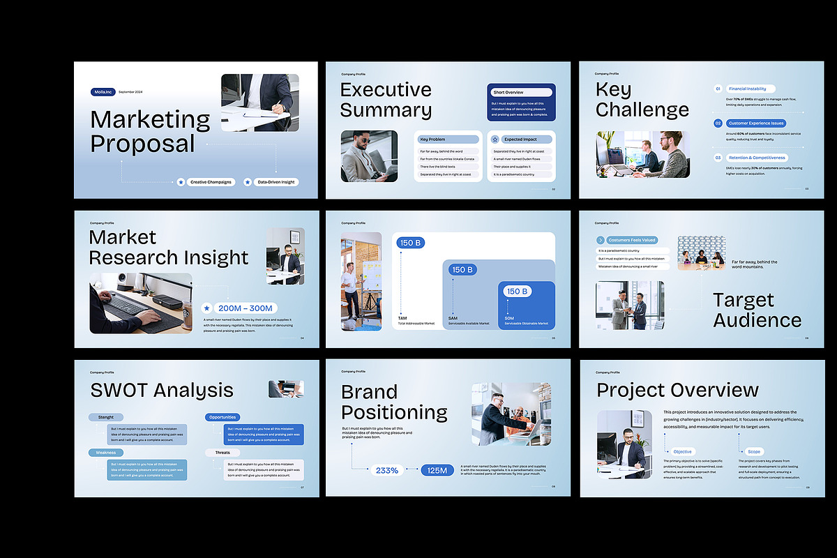 Navy Gradient Project Proposal PPT, a Presentation Template by Neermana (Photo 2 of 4)