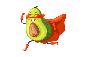Green Avocado Superhero Character, a Food Illustration by TopVectors