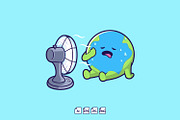 Cute Earth Cartoon Global Warming, an Education Illustration by tkzgraphic (Thumbnail 1 of 3)