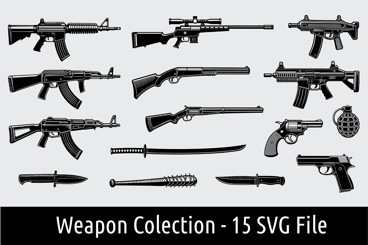 Weapon Cliparts, Firearms & Guns, an Object Graphic by Palleon