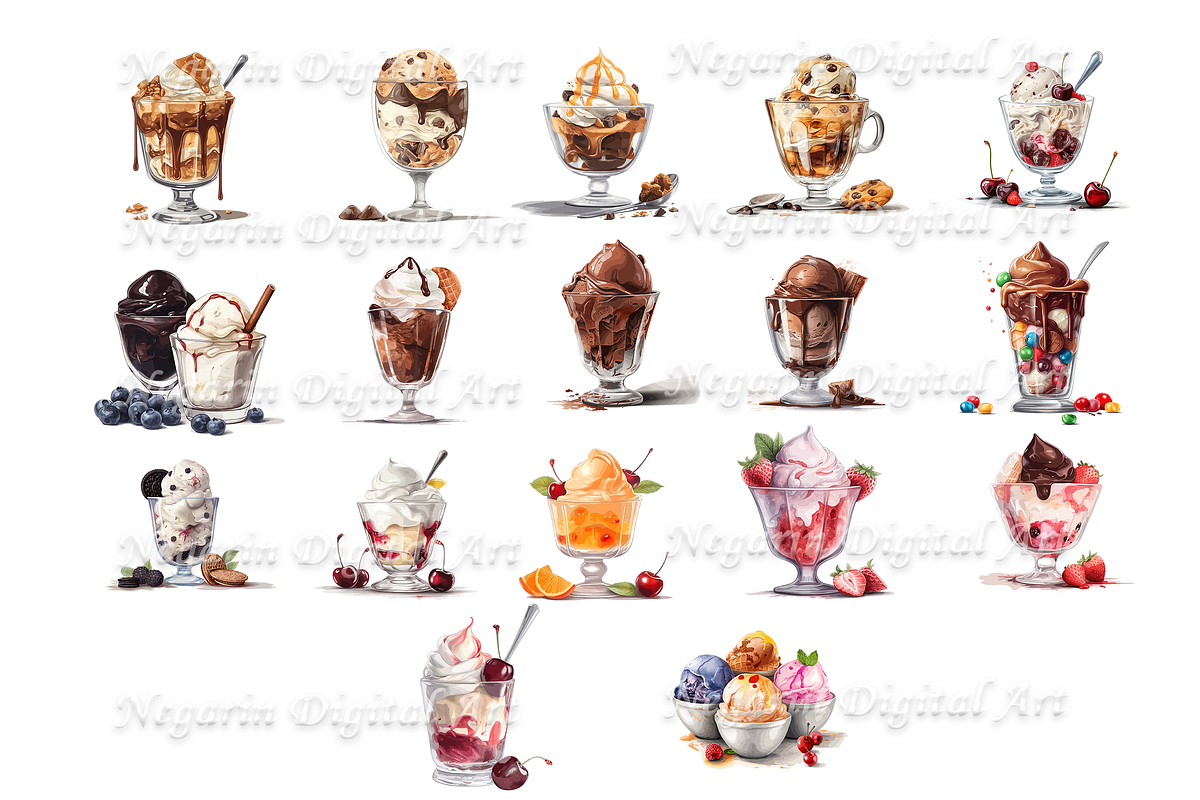 Delicious Watercolor Ice Cream, an Object Graphic by Negarin Digital Art (Photo 3 of 9)