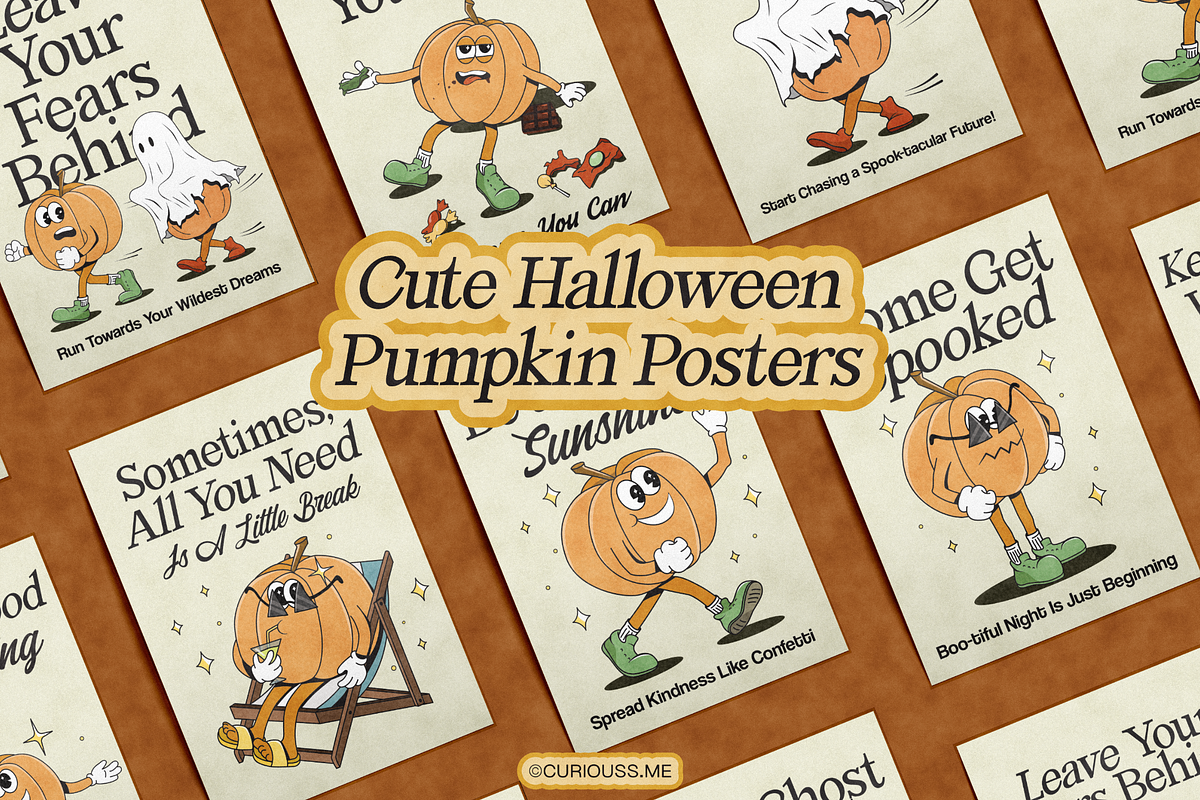 Cute Halloween Pumpkin Collection, a Decorative Illustration by Curiouss (Photo 1 of 7)