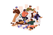 People eating at festive table set, a Person Illustration by PaperTrident (Thumbnail 3 of 13)