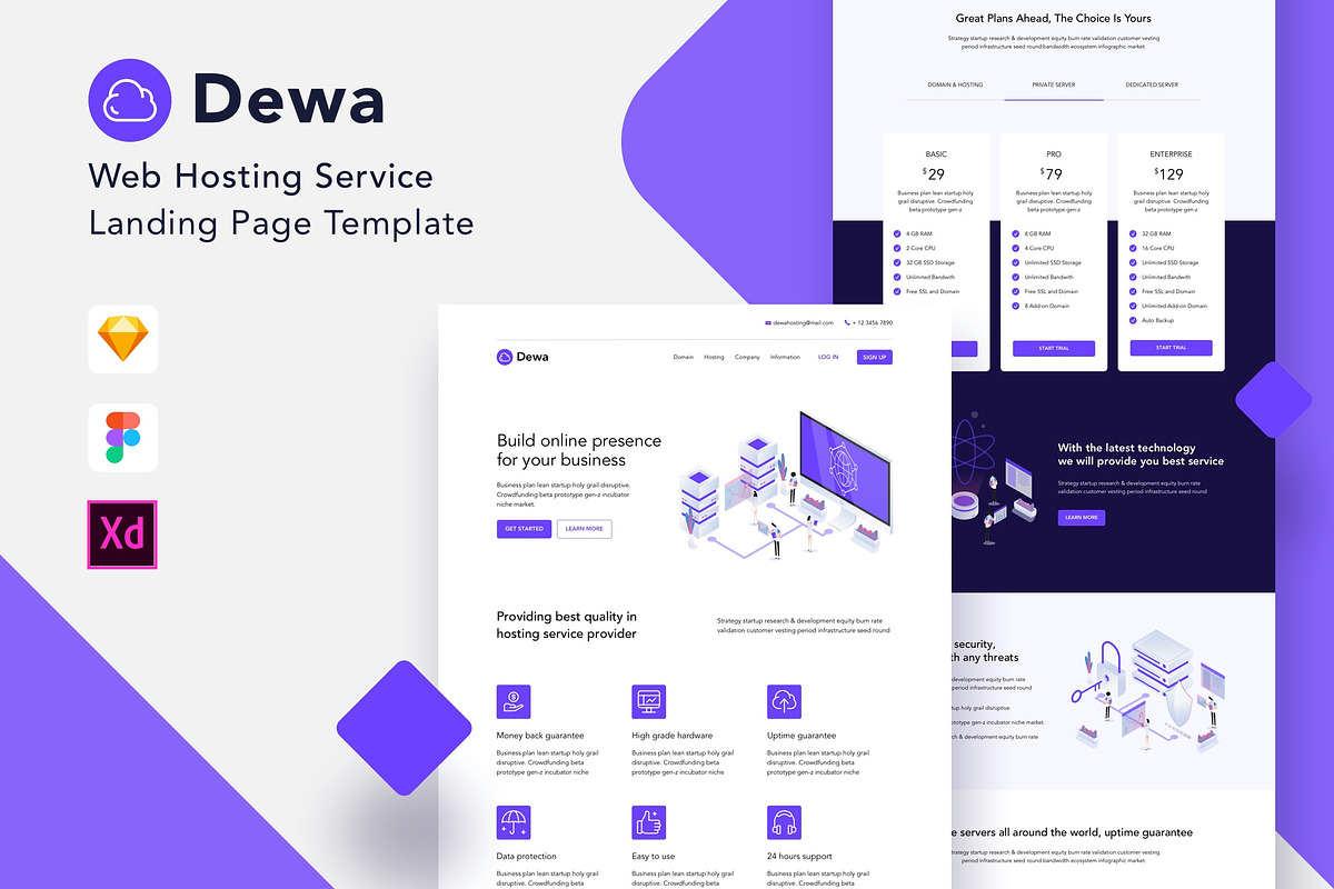 Dewa - Web Hosting Landing Page, a Landing Page Template by Kreativ Space