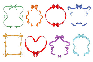 Frames from ribbons with bows, an Illustration by YummyBuum