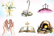 Watercolor Christian Easter Clipart, an Illustration by Canvas Craft (Thumbnail 3 of 3)
