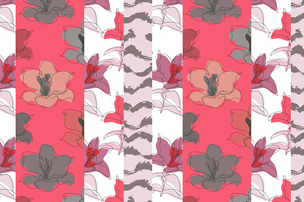 Lily Flowers Seamless Pattern