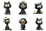 Whimsical Easter Black Cats Clipart, an Illustration by Designking (Thumbnail 2 of 7)