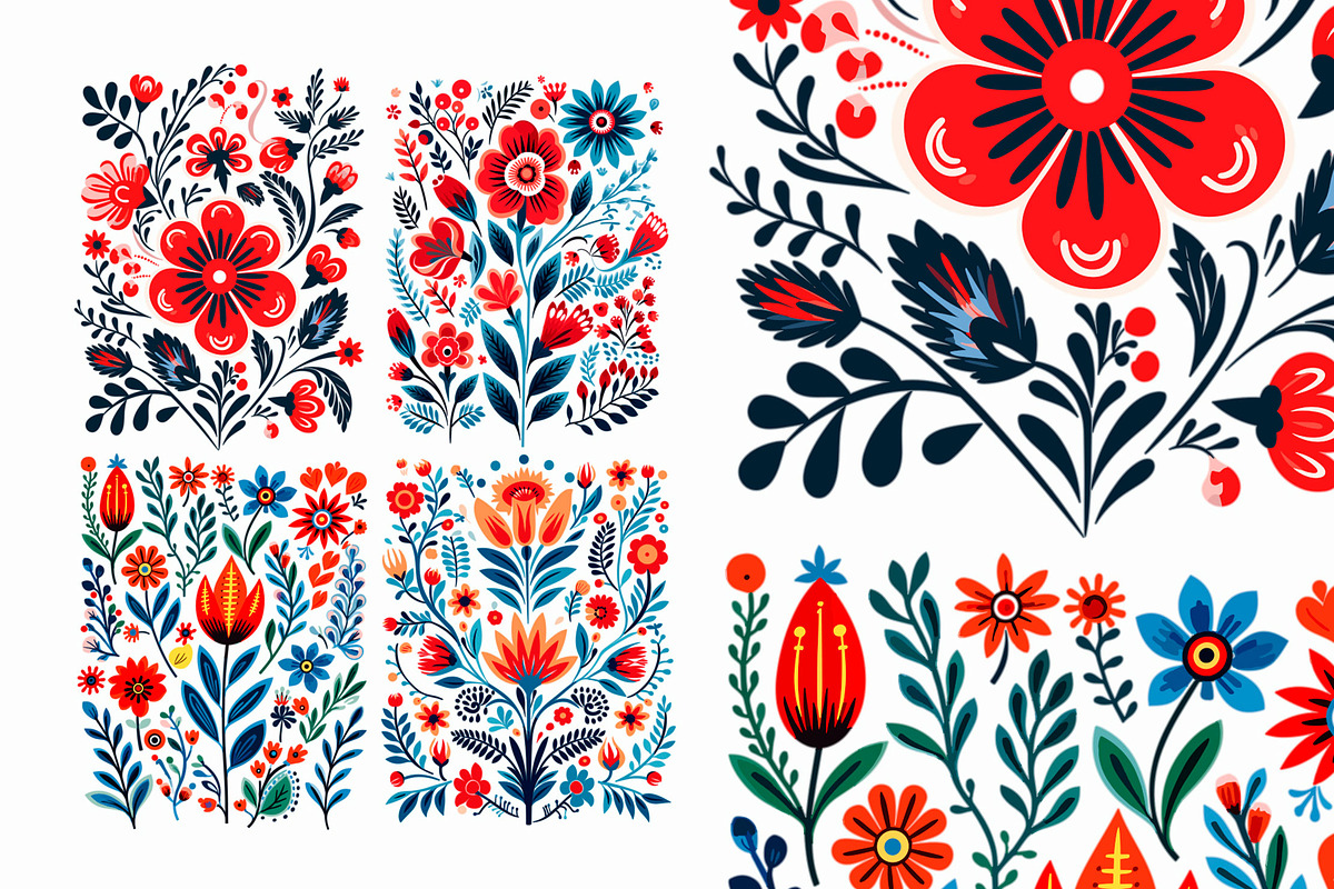 Scandinavian Folk Art Floral Pattern, a Decorative Illustration by Reformer Mockup (Photo 5 of 6)