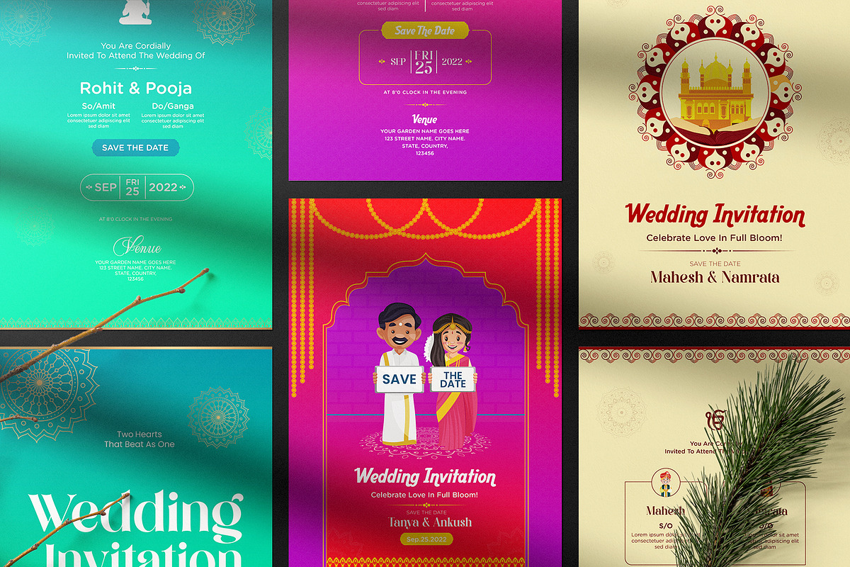 Indian Wedding Invitation Card Set, an Invitation Template by Creative Hatti (Photo 2 of 6)
