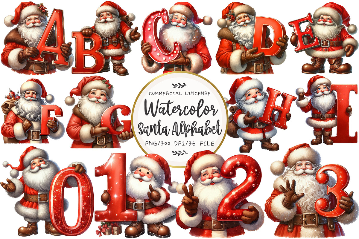 Christmas Santa Alphabet Clipart, an Illustration by OK Design (Photo 1 of 5)
