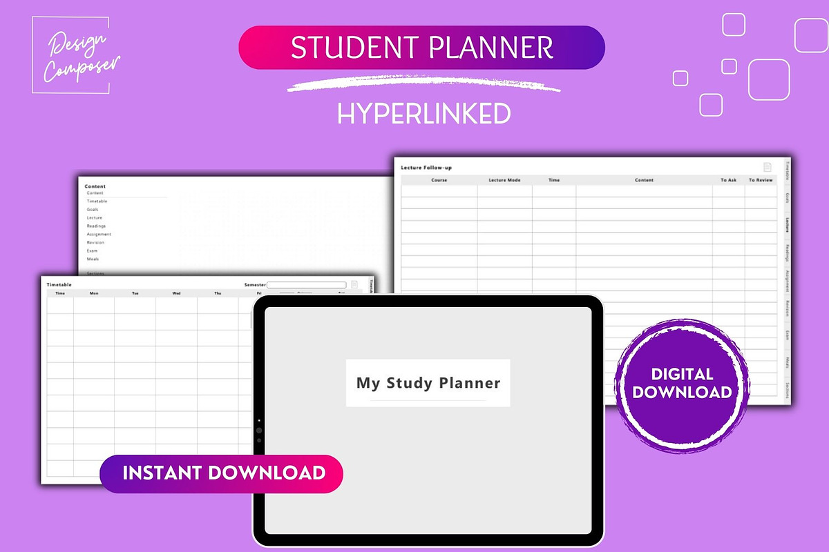 Digital Student Planner - Grey, a Templates & Theme by Design Composer (Photo 1 of 4)