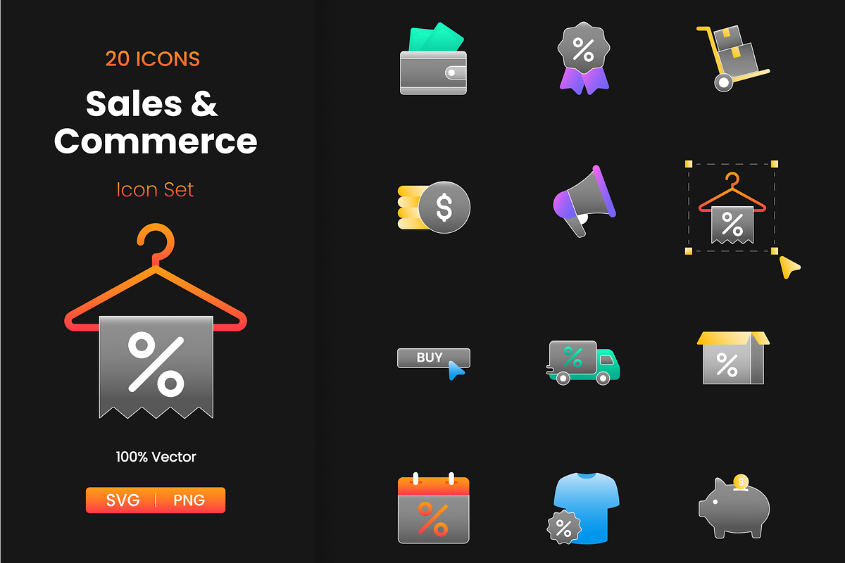 20 Sales & Commerce Icon pack, an Object Graphic by Premast (Photo 1 of 3)