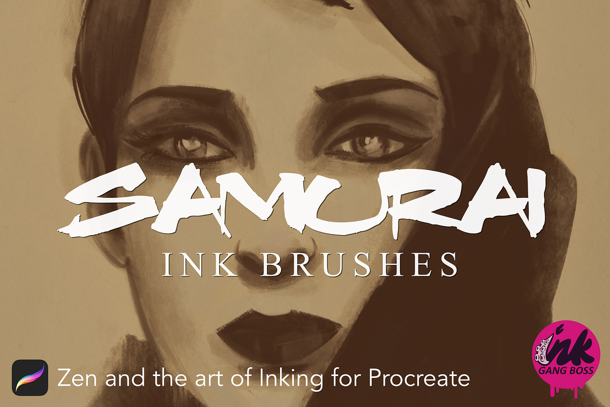 Procreate Samurai Ink Brushes, a Brush Add-On by Ink Gang Boss (Photo 1 of 9)