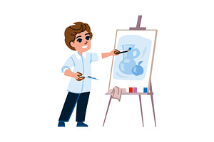 Young artist painting still life on, an Education Illustration by pikepicture