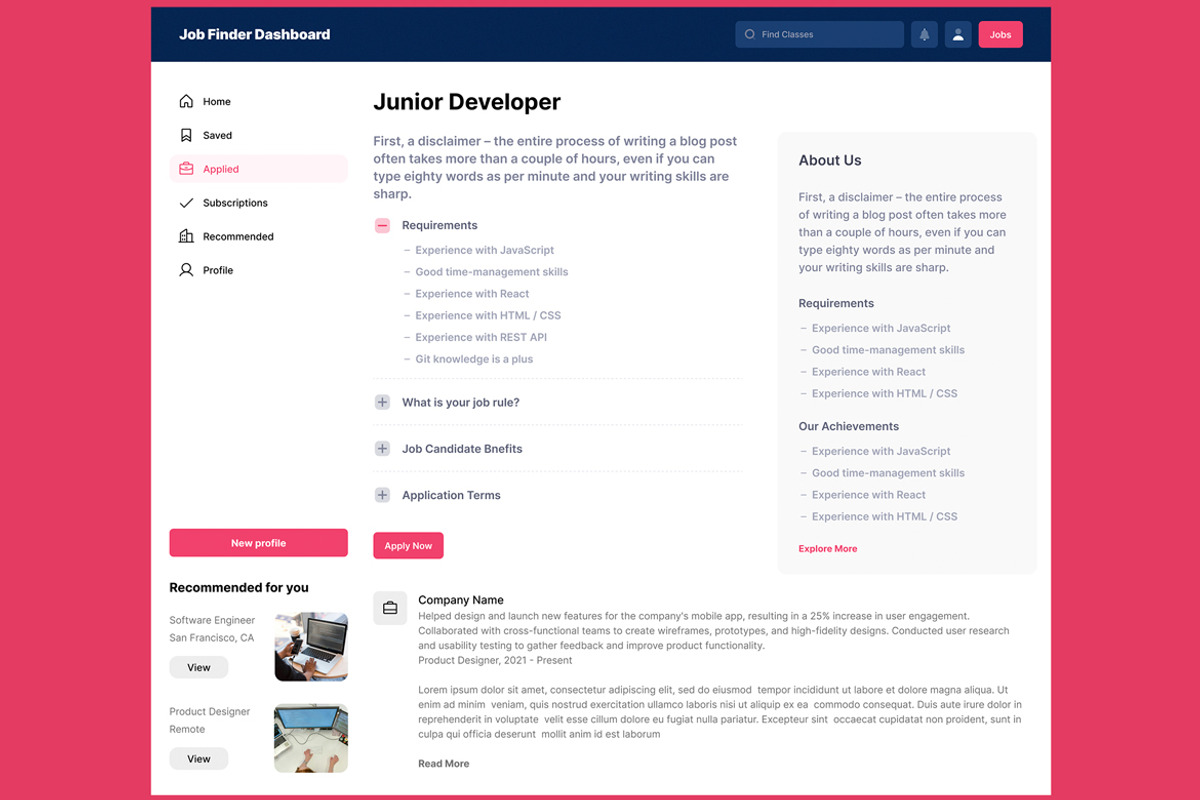 Job Finder, Employment Web App UI, an UI Kit Template by nagaredesignstudio (Photo 5 of 5)