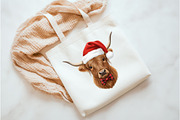 Christmas Coquette Highland Cow png, an Illustration by Watercolor design (Thumbnail 2 of 5)