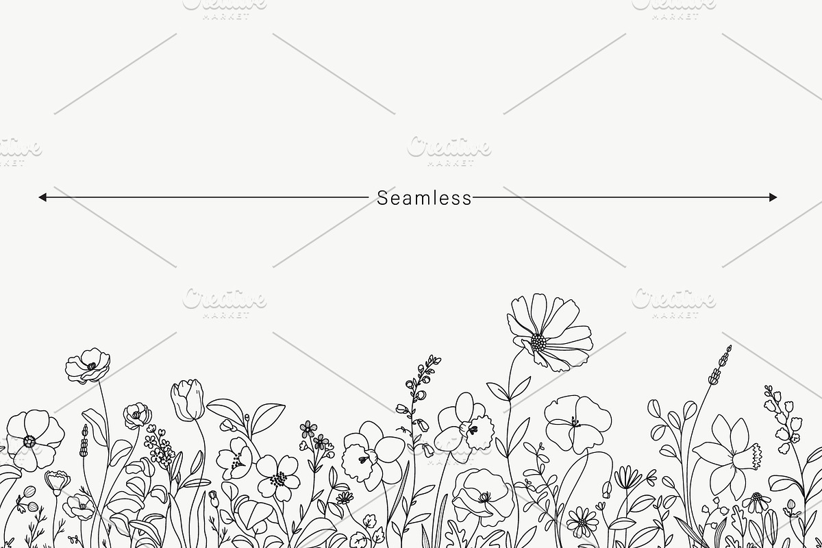 Minimal line flower botanical doodle, a Decorative Illustration by MooBeer (Photo 5 of 8)