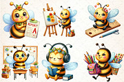 Watercolor Back to School Bee Clipar, an Animal Illustration by DreamCafeArt (Thumbnail 3 of 5)