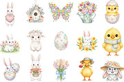 Watercolor Spring Easter Clipart, an Illustration by Designking (Thumbnail 2 of 5)