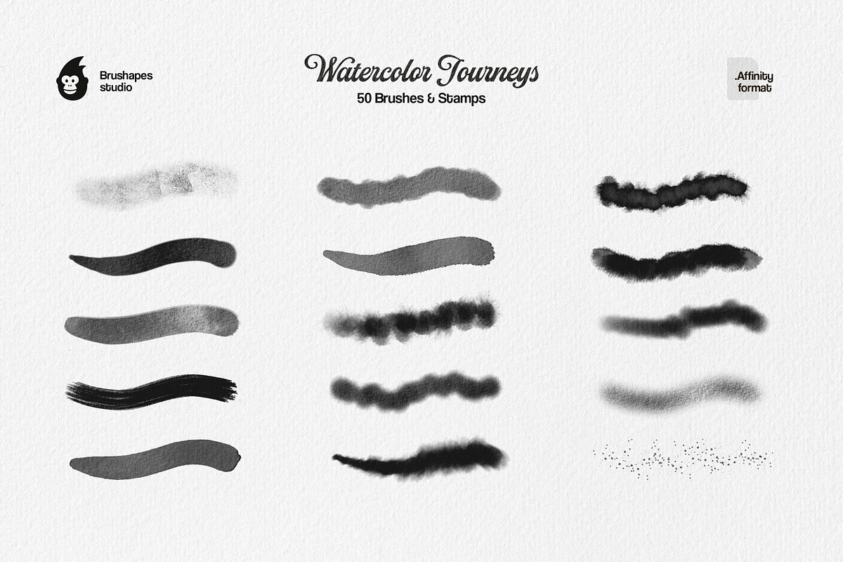Watercolor Journeys Affinity Brushes, a Brush Add-On by brushapes.com (Photo 4 of 11)