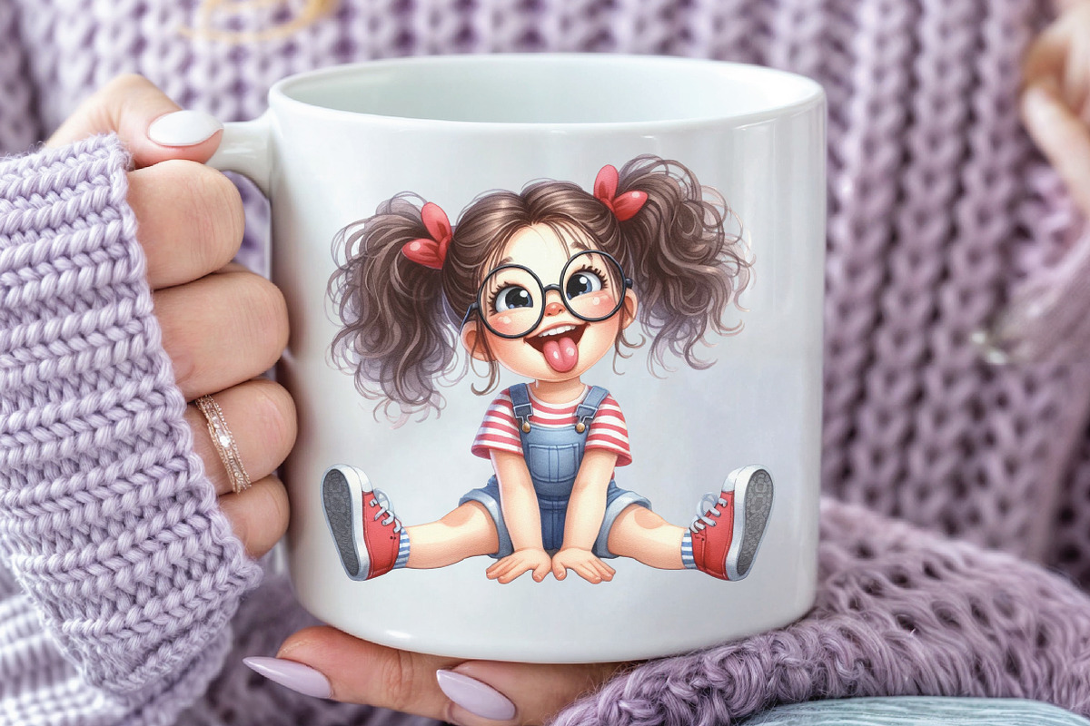 Funny Cartoon Quirky Girls Clipart, an Illustration by CraftArtStudio (Photo 5 of 6)